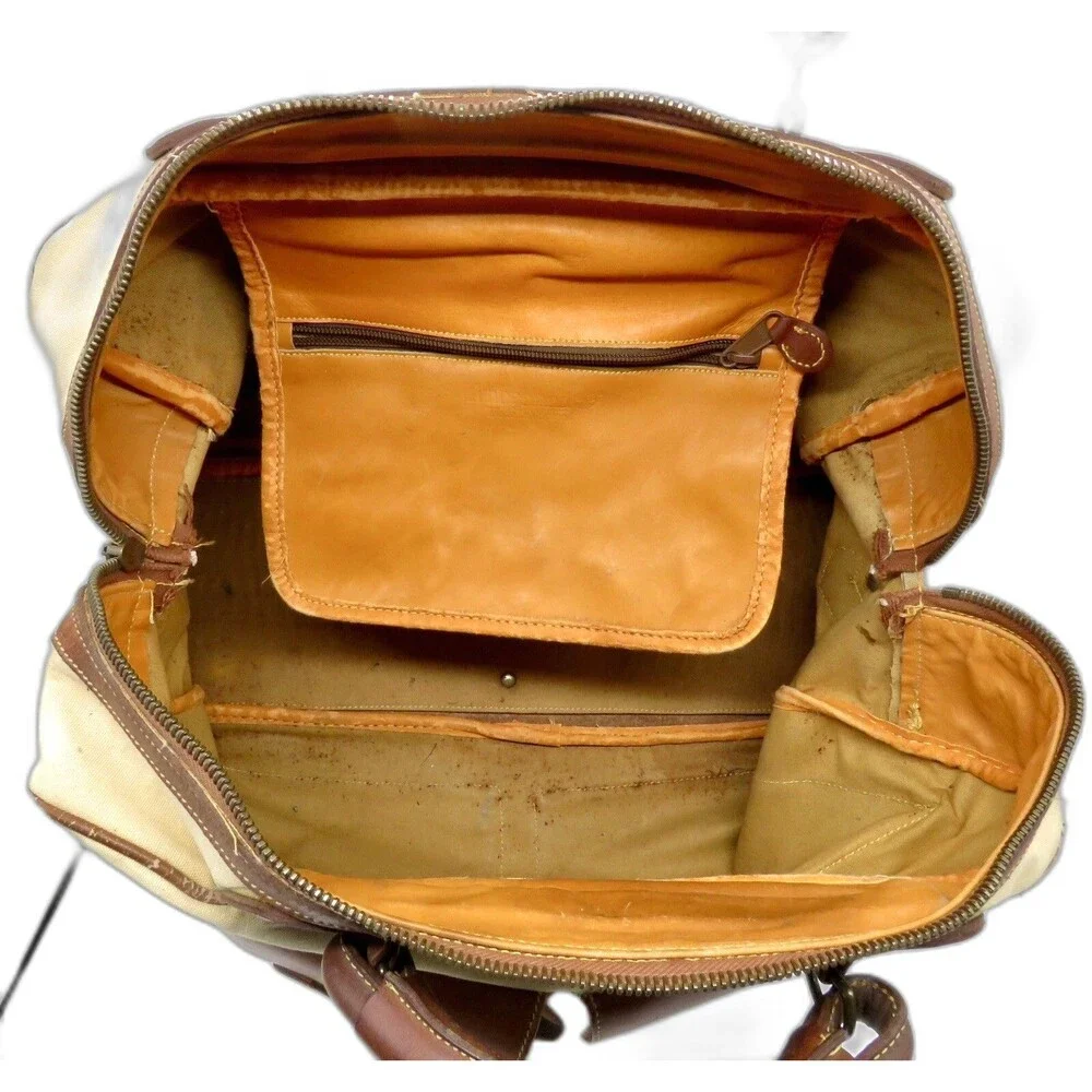 Vintage Timberland Canvas And Leather Duffle Bag